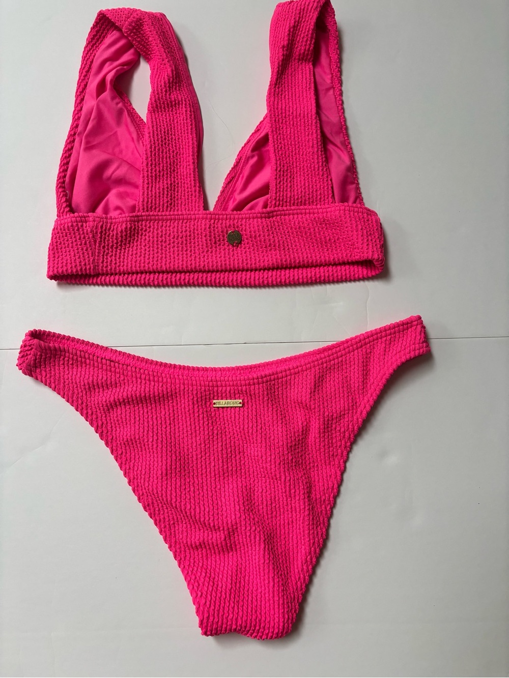 Billabong Bright Hot Pink Textured Bikini Set - Picture 2 of 2